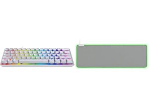 Razer Huntsman Mini 60% Gaming Keyboard + Goliathus Extended Chroma Bundle: Clicky Optical Switches - Mercury White