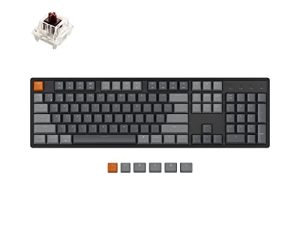 Keychron K10 Full Size 104 Keys Bluetooth Wireless/USB Wired Mechanical Gaming Keyboard for Mac with Gateron G Pro Brown Switch/RGB Backlight/Multitasking Computer Keyboard for Windows