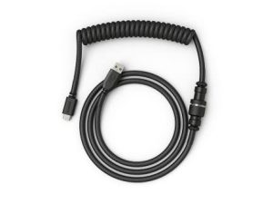 Glorious Coiled Keyboard Cable – Coiled USB C Cable Artisan Braided Cables for Mechanical Gaming Keyboard Coiled Cable - Custom Keyboard Cable (Black)