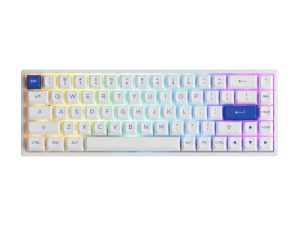EPOMAKER AKKO 3068B Plus Blue White 65% Hot-Swap 2.4Ghz Wireless/Bluetooth/Wired Mechanical Gaming Keyboard with RGB Backlight
