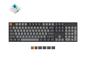 Keychron K10 Full Size Layout Bluetooth Wireless/USB Wired Mechanical Gaming Keyboard for Mac with Gateron G Pro Blue Switch/Multitasking/RGB Backlight 104 Keys Computer Keyboard for Windows Laptop