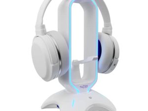 Tilted Nation RGB Headset Stand - 3 in 1 Gaming Headphone Stand for Desk with Mouse Bungee and 2 Port USB 3.0 Hub Charger - The Ultimate Gaming Accessory and Gift for Gamer - RGB Headset Holder