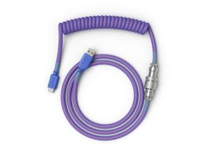 Glorious Coiled Keyboard Cable – Coiled USB C Cable Artisan Braided Cables for Mechanical Gaming Keyboard Coiled Cable - Custom Keyboard Cable (Nebula)