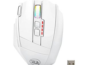 Redragon M801 Gaming Mouse LED RGB Backlit MMO 9 Programmable Buttons Mouse with Macro Recording Side Buttons Rapid Fire Button 16000 DPI for Windows PC Gamer (Wireless