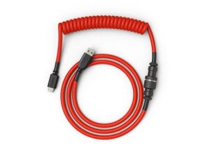 Glorious Coiled Keyboard Cable – Coiled USB C Cable Artisan Braided Cables for Mechanical Gaming Keyboard Coiled Cable - Custom Keyboard Cable (Red)