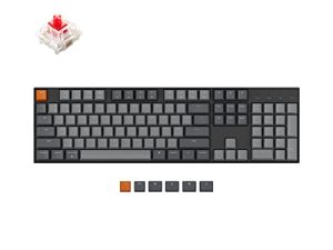 Keychron K10 Full Size Layout Bluetooth Wireless/USB Wired Mechanical Gaming Keyboard for Mac with Gateron G Pro Red Switch/Multitasking/RGB Backlight 104 Keys Computer Keyboard for Windows Laptop