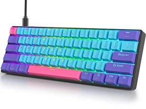 Guffercty kred Gk61 SK61 60% Mechanical Keyboard Custom Hot Swappable 60 Percent PBT Keycaps Gaming Keyboard with RGB Backlit NKRO Type-C Cable for Ps4/ Win/PC/Mac (Gateron Optical Black