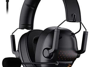 SENZER SG550 USB Pro Gaming Headset for PC - 7.1 Surround Sound - Memory Foam Ear Pads - Portable Folding Gaming Headphones with Noise Canceling Microphone - Black