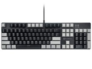 Merdia Mechanical Keyboard Gaming Keyboard with Black Switch Wired White Backlit Keyboard Full Size 104 Keys US Layout (Black & Grey)