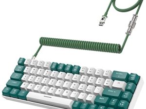 ZIYOU LANG RK-T8 Wired 65% Mechanical Gaming Keyboard with RGB LED Backlit Anti-ghosting TKL Mini 68 Key Custom Coiled C to A Cable Tactile Blue Switch for PS4 PS5 Xbox PC Mac Gamer(Green/White)