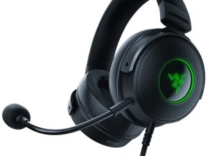 Razer Kraken V3 HyperSense Wired USB Gaming Headset w/Haptic Technology: Triforce Titanium 50mm Drivers - THX Spatial Audio - Hybrid Fabric & Leatherette Memory Foam Cushions - Detachable Mic