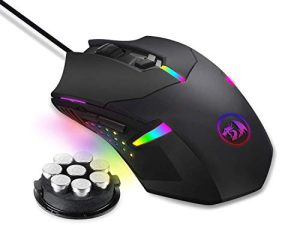 Redragon M601 RGB Gaming Mouse Backlit Wired Ergonomic 7 Button Programmable Mouse Centrophorus with Macro Recording & Weight Tuning Set 7200 DPI for Windows PC (Black)