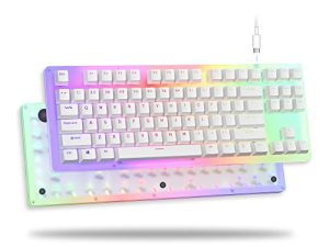 XVX Womier K87 Mechanical Gaming Keyboard Gateron Switch TKL Hot Swappable Keyboard Partitioned RGB Backlit Compact 87 Keys for PC PS4 Xbox (White