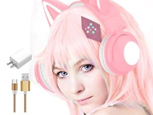 kuayang Wireless Cat Ear Headphones (7 Color Changing) with & 3.5mm Jack