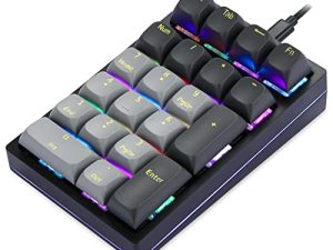 Darmoshark Mechanical Numeric Keypad Hot-Swap GATERON Switch Wired Gaming Keypad RGB Backlit PBT Keycap 21 Keys Mini Numpad Portable Keypad Extended Layout(Gateron red)