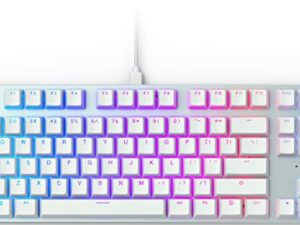 Glorious Custom Gaming Keyboard - GMMK 85% Percent TKL - USB C Wired Mechanical Keyboard - RGB Hot Swappable Switches & Keycaps - Silver/White Metal Top Plate