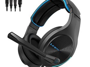 Stereo Gaming Headset,LETTON Noise Cancelling 3.5mm Over-Ear Headphones with Microphone and Volume Control for PC Xbox One PS4 PS5 Laptop Mac Nintendo Games Black