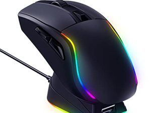 RisoPhy Wireless Gaming Mouse with RGB Magnetic Charging Dock