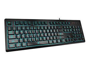 POWZAN Light Up Quiet Gaming Keyboard - Membrane Silent Wired Keyboard with Low Profile Lighted Key for Computer