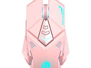 INPHIC Pink Gaming Mouse. USB Optical Wired Mouse. RGB Backlight. 4 Levels Adjustable DPI up to 4800. Silent Click