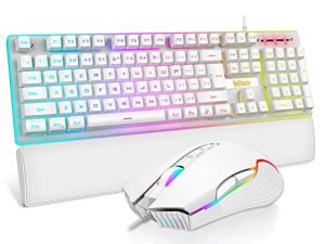 RedThunder K10 Wired Gaming Keyboard and Mouse and Wrist Rest Combo