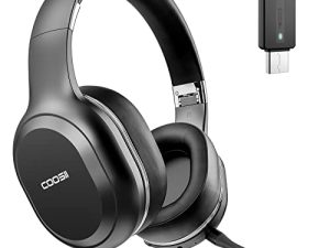 COOSII Wireless Headphones with Microphone with Plug & Play USB Dongle Adapter for PC Computer Laptop