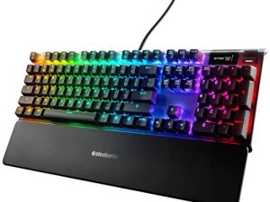 SteelSeries Apex 7 Mechanical Gaming Keyboard – OLED Smart Display – USB Passthrough and Media Controls – Linear and Quiet – RGB Backlit (Red Switch)