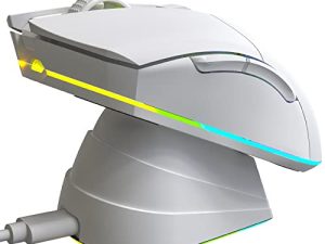 KLIM Blaze Pro Rechargeable Wireless Gaming Mouse with Charging Dock RGB + High-Precision Sensor and Long-Lasting Battery + Up to 6000 DPI + Great PC Gaming Mouse Wireless 2022 - White