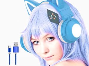 kuayang Wireless Cat Ear Headphones (7 Color Changing) with & 3.5mm Jack