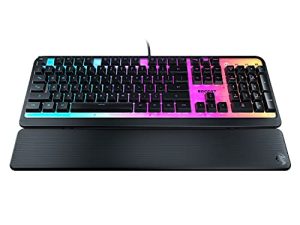 ROCCAT Magma Silent Membrane Switch PC Gaming Keyboard with 5 Zone/10 LED AIMO RGB Top Plate and Detachable Palm Rest - Black