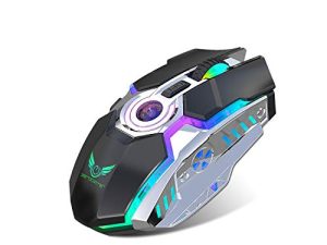 HXMJ Rechargeable 2.4G Wireless Gaming Mice with USB Receiver and RGB Colors Backlit for Laptop