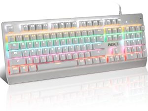 YSCP Mechanical Gaming Keyboard RGB Illumination Backlight LED 104 Keys Mechanical Wired USB Keyboards with Detachable Wrist Rest Blue Switches for PC Gamer Computer Desktop（Black）