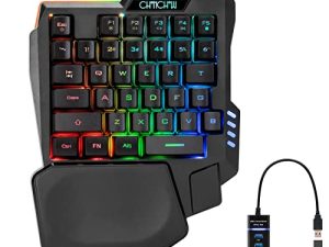 CHONCHOW One Handed Gaming Keyboard Rainbow LED Light Up