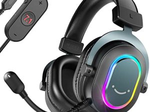 FIFINE Gaming Headset for PC-Wired Headphones with Microphone-7.1 Surround Sound Computer USB Headset for Laptop