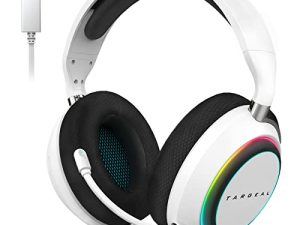 targeal PC Gaming Headset with Microphone for PS5/PS4/Switch/PC/Laptop/Mac - USB Wired 7.1 Surround Sound Gamer Headphone with Noise Canceling Mic - 4 Modes RGB- White Headset