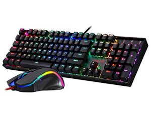 Redragon K551-RGB-BA Mechanical Gaming Keyboard and Mouse Combo Wired RGB LED Backlit 104 Key Keyboard & 7200 DPI Mouse for Windows PC Gamers (104 Key Keyboard Mouse Set)