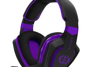 Gaming Headset Bass Surround Sound Stereo PS4 Headset with Flexible Microphone Volume Control Noise Canceling Mic Over-Ear Headphones Compatible for PS4 Xbox one Laptop PC Mac Purple