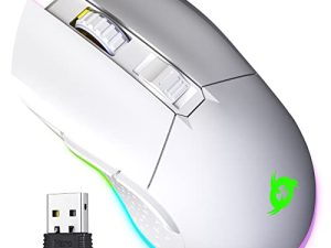 KLIM Blaze Rechargeable Wireless Gaming Mouse RGB - New 2022 - High-Precision Sensor & Long-Lasting Battery + 7 Customizable Buttons + Up to 6000 DPI + Wired & Wireless Mouse for PC Mac PS4 PS5 White