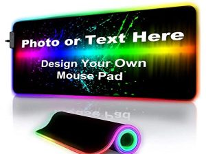Personalized RGB LED Gaming Mouse Pad Make Your Own Customized Large Gaming Mousepad Custom Mouse Mat for Office Dorm Personalised Gifts Presents for Gaming Lovers