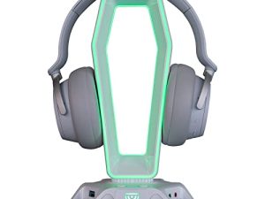 USB RGB Headphone Stand with 3 USB 3.0 Ports RGB Lights Trusyo Audio The Portal Ultimate Gaming Accessories (White)