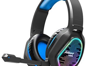 Gaming Headset with Mic LED Light On Ear Gaming Headphone PS4