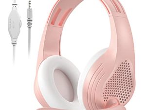 Stereo Pink Headphones with Soft Memory Earmuffs Noise Cancelling Over Ear Wired Headset for Xbox One/Playstation 4/Smartphone/Computer/PC