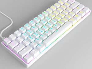 targeal 60% Mechanical Gaming Keyboard - 61 Keys Gateron Red Switch Quiet Office Computer Keyboard - Multi Color RGB Rainbow Led Backlit - Programmable for PC/Windows/Mac Gamer - USB Wired - White