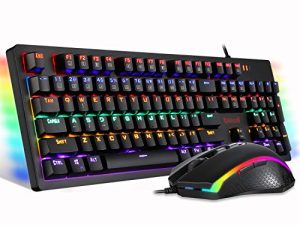 Redragon S117 Gaming Keyboard Mouse Combo Mechanical RGB Rainbow Backlit Keyboard Brown Switches RGB Gaming Mouse for Windows PC Gamers (104 Keys)