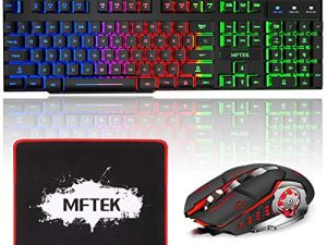MFTEK Gaming Keyboard and Mouse Combo with Large Mouse Pad