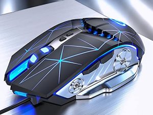 Gaming Mouse USB Wired RGB Backlit Silent Click Gamer Mouse with 4 Adjustable DPI Up to 3200