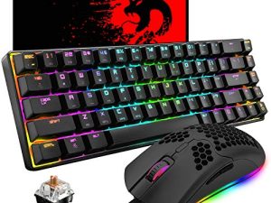 60% Mechanical Gaming Keyboard Brown Switch Mini 68 Keys Wired Type C 18 Backlit Effects