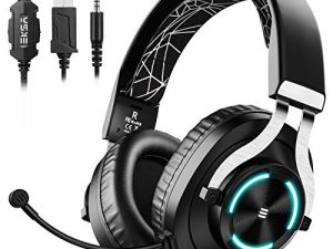 EKSA PS4 Gaming Headset - PC Headset Wired Headphones with Noise Cancelling Microphone&RGB Light - Gaming Headphones Compatible with PS4/PS5 Controller