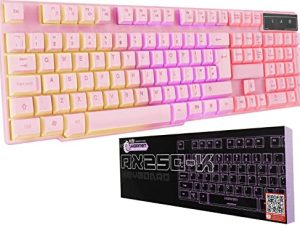 Orzly Pink Gaming Keyboard RGB USB Wired Rainbow Keyboard Designed for PC Gamers