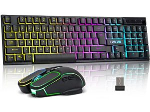 Gaming Wireless Keyboard and Mouse RGB Backlit Rechargeable Battery Gamer Combo Mechanical Feel Anti-ghosting with Side Button for PC Computer Laptop Compatible with Windows Mac Ps4/Ps5 Xbox one